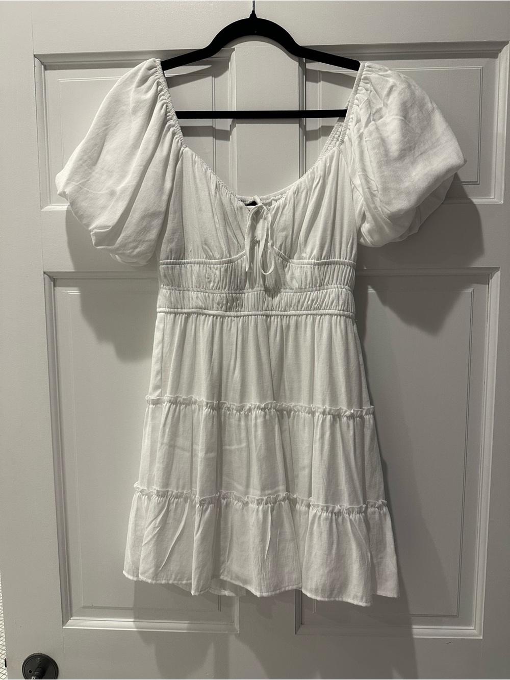 Trixie White Puff Sleeve Peasant dress